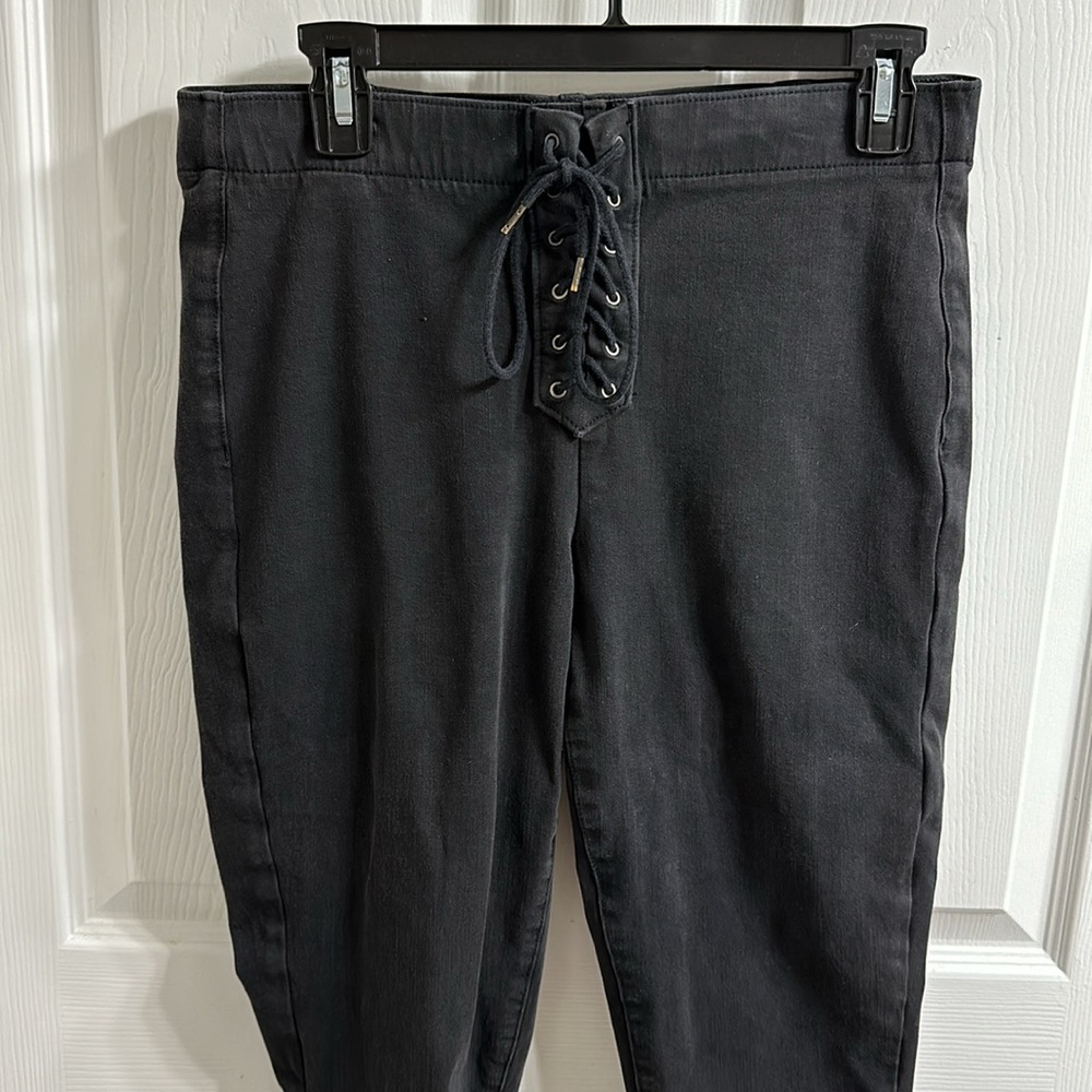 American Eagle Black Charcoal Lace Up Pull-On Jeggings Size 10 Short - Picture 3 of 6